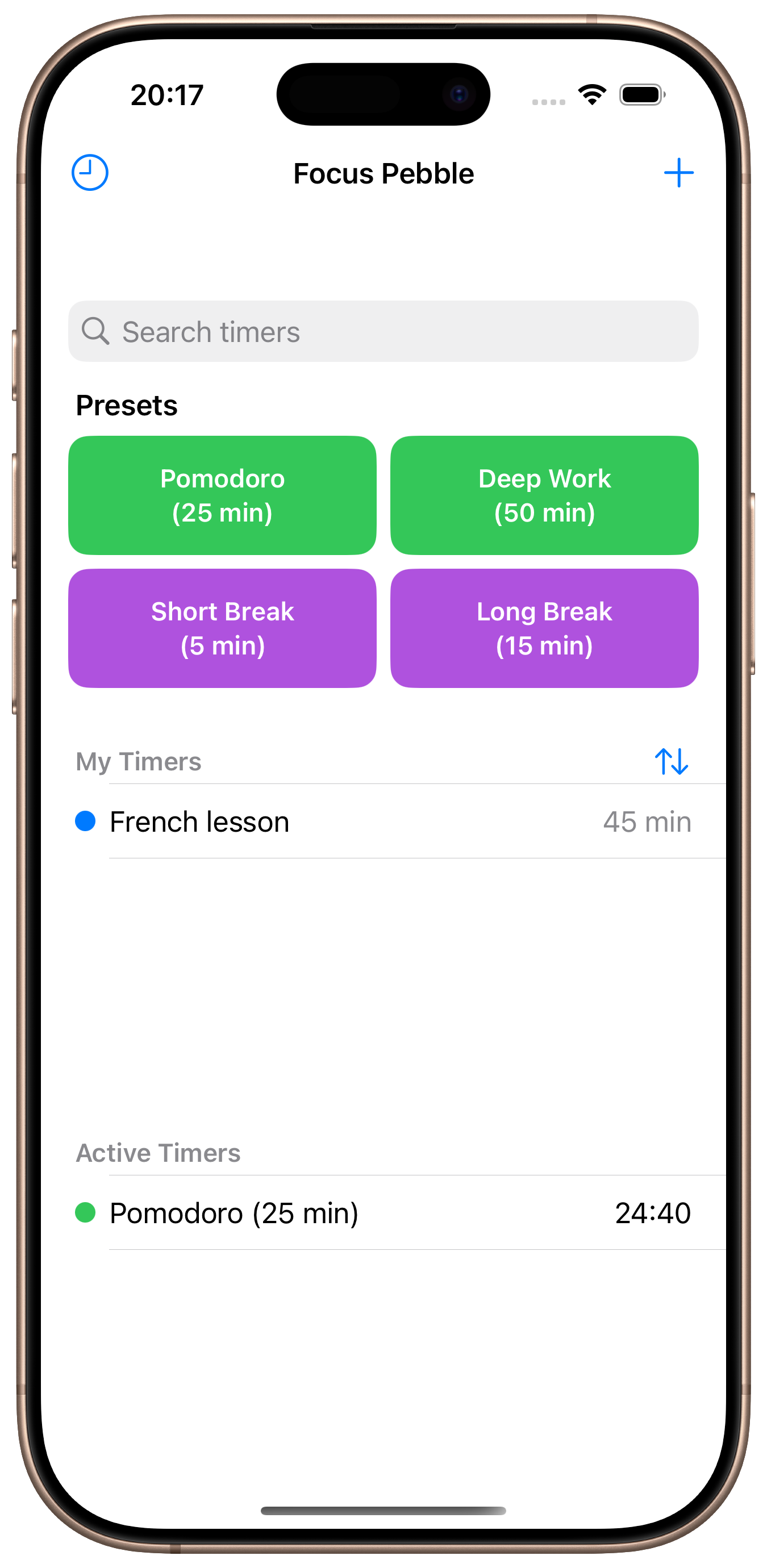 iOS – presets and timers
