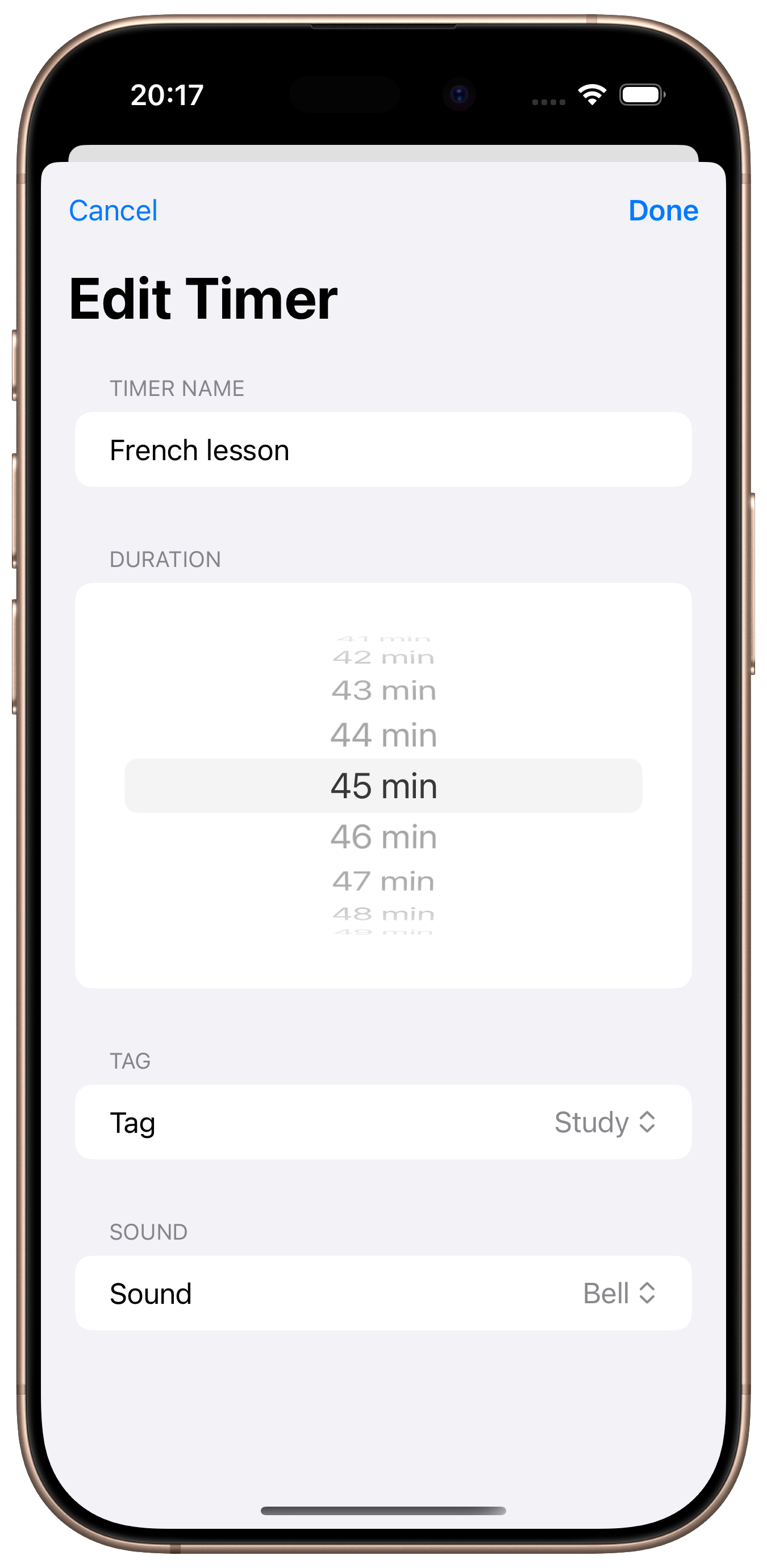iOS – Edit timer