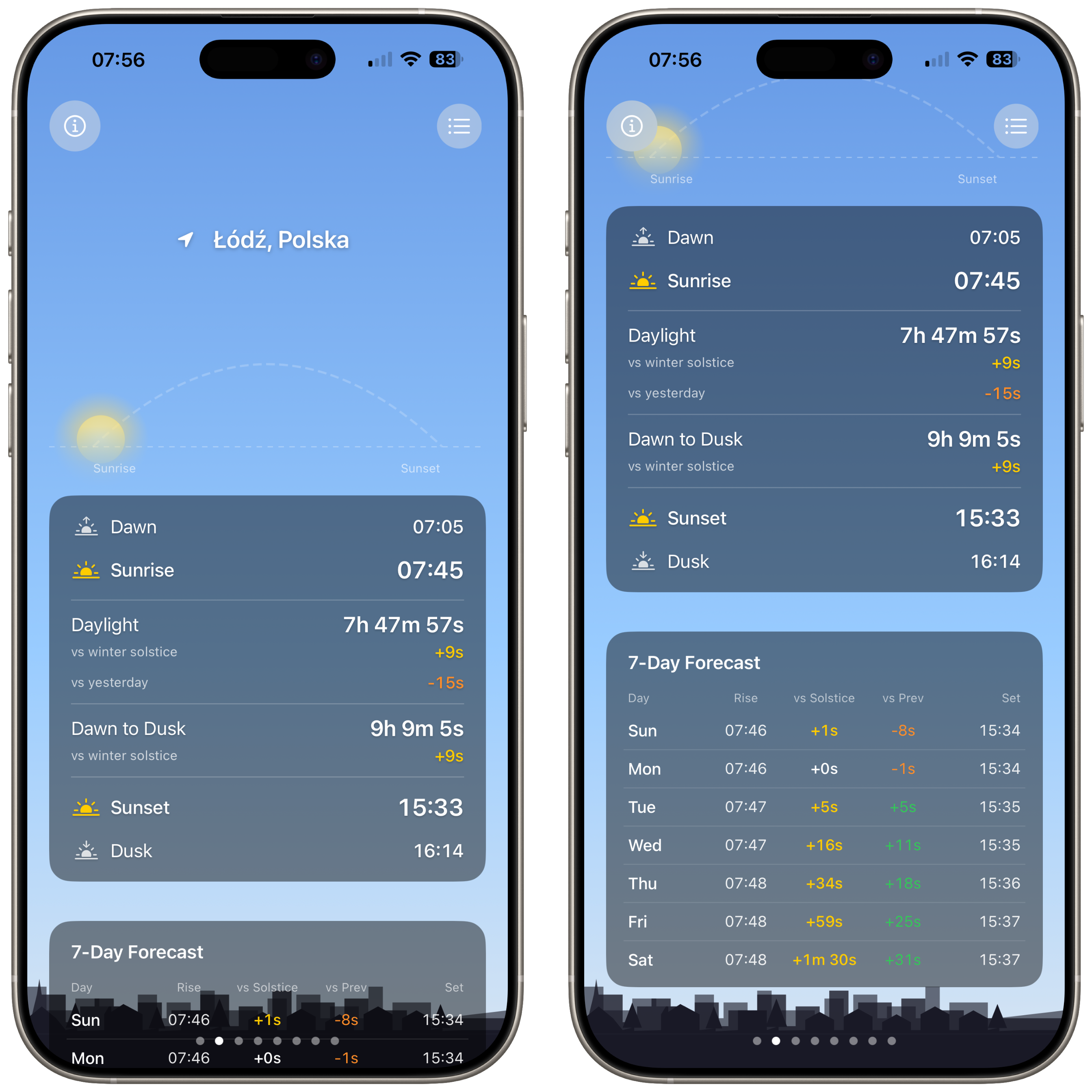 Light Junkie - Sun times and arc visualization